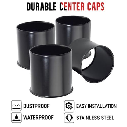 RTrhinotuning 4PCS 4.25inch Push Through Wheel Center Caps Open Matte Black Rim Center Caps for 4.25" Truck Trailer RV SUV Wheels Center Bores - color: Black