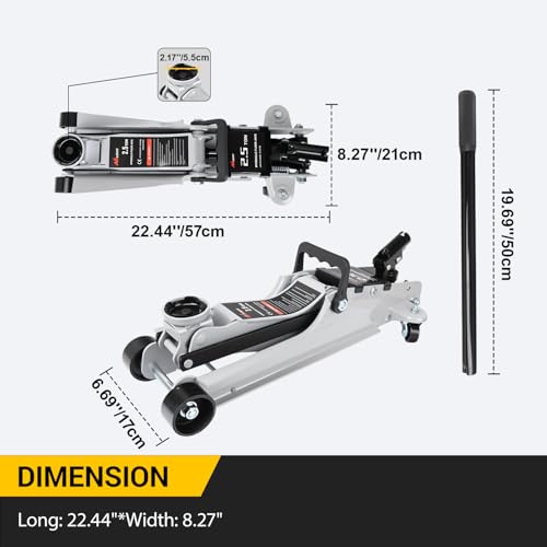 Nilight 2.5 Ton Floor Jack, Low Profile Hydraulic Trolley Car Jack with 360° Swivel Lifting Arm, Heavy Duty Steel Service Jack, Lifting Range 3.35" to 15.15" - color: Single Pump, size: 2.5 Ton