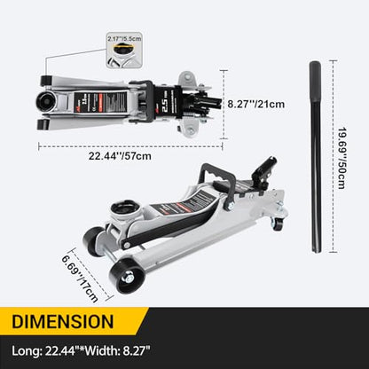 Nilight 2.5 Ton Floor Jack, Low Profile Hydraulic Trolley Car Jack with 360° Swivel Lifting Arm, Heavy Duty Steel Service Jack, Lifting Range 3.35" to 15.15" - color: Single Pump, size: 2.5 Ton