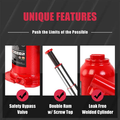 Big RED 8 Ton (16,000 LBs) Torin Double Ram Welded Bottle Jack for Car Auto Repair and House Lift, ATH80802XR - size: 8 Ton (16,000 LBs), style: Double Ram