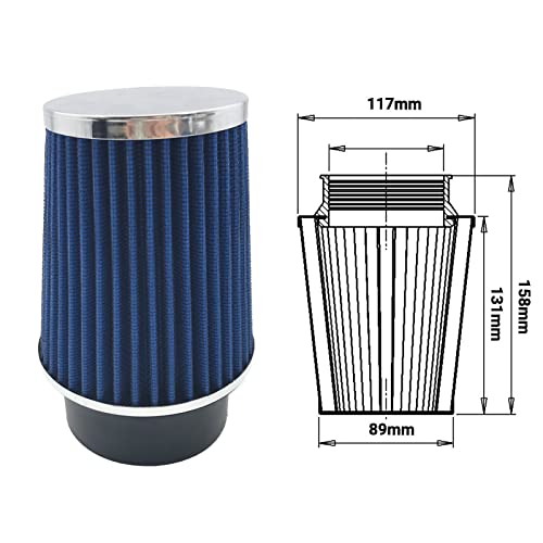 3-Inch Cold Air Intake Kit with Heat Shield + Filter Compatible for Ford Mustang 3.8L V6 Engine 1999-2004 Automatic and Manual Transmission (Blue) - style: Blue