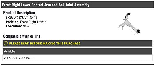 Front Right Passenger Side Lower Control Arm and Ball Joint Assembly - Compatible with 2005-2012 Acura RL