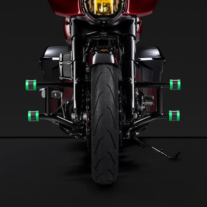 Advanblack Protek Two Step Highway Peg Crash Bar with CNC Slider Fit for 2014-2025 Harley Touring Road Glide Street Glide Electra Glide – Engine Guard Performance Upgrade (Green CNC w/Carbon Inlay) - color: Green CNC w/ Carbon Inlay