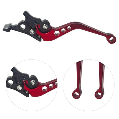 1 Pair Red Motorcycle Brake Clutch Levers, CNC Aluminum Alloy Handle Set for Scooter Motorbike, Adjustable Replacement Parts - color: Red