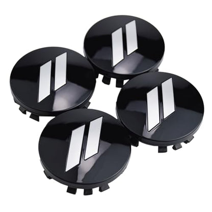(Set of 4) 63mm=2.5 inches // Slash Wheel Center Cap Covers HubCap Emblem Badge Trim for Dodge Charger Challenger Durango Hornet Dart R/T SRT Magnum Nitro Journey Caliber Avenger - color: silver // on gloss black cap
