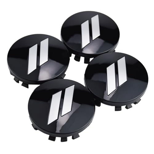 (Set of 4) 63mm=2.5 inches // Slash Wheel Center Cap Covers HubCap Emblem Badge Trim for Dodge Charger Challenger Durango Hornet Dart R/T SRT Magnum Nitro Journey Caliber Avenger - color: silver // on gloss black cap