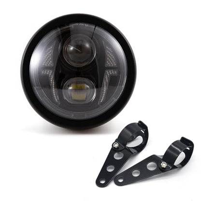 Motorcycle Headlight Assembly Round LED 6.5 inch Front Headlamp High/Low Beam Head light for Bobber Cafe Racer Motorbike (Style A) - style: Style A