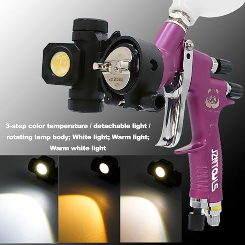 1.3mm Slit Nozzle HVLP Air Spray Gun for Varnish Painting with Paint Gun Light （3 Light Color Modes） for Varnish, Topcoat，Primer Spraying - style: Purple