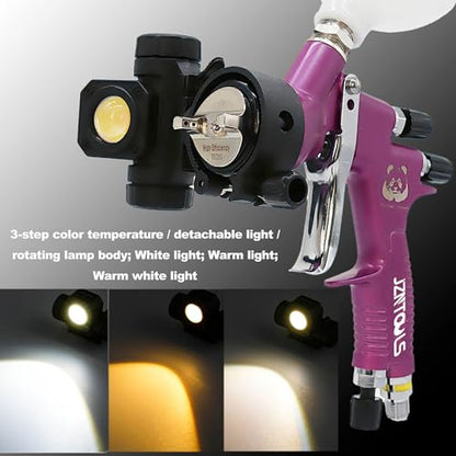 1.3mm Slit Nozzle HVLP Air Spray Gun for Varnish Painting with Paint Gun Light （3 Light Color Modes） for Varnish, Topcoat，Primer Spraying - style: Purple