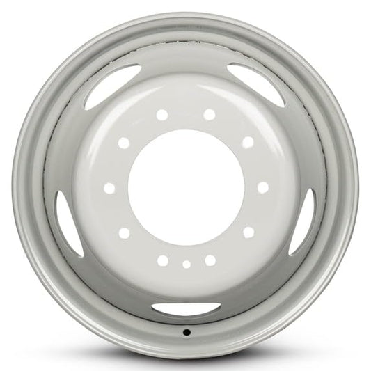 19.5x6 in Steel Wheel Rim 10 Lug 225mm 136mm Offset 170.1mm CB| Powder-Coated White finish Fits 2005-2022 Ford F-550 | New OEM Replacement | 50341015DA