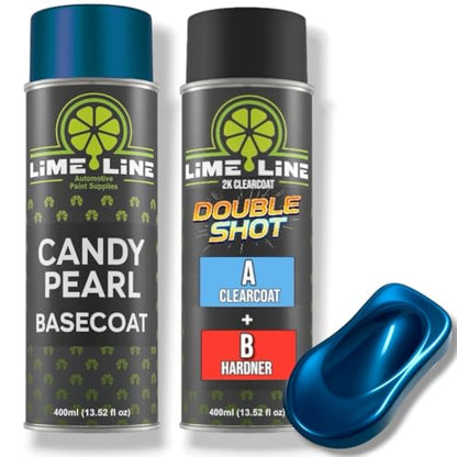 LiME LiNE Candy Pearl Basecoat Aerosol Kit – Automotive Spray Paint, Includes 2K Clearcoat, Pro Results No Spray Gun Needed (Bright Blue, Candy Pearl + Clearcoat Kit) - color: Bright Blue + Clearcoat