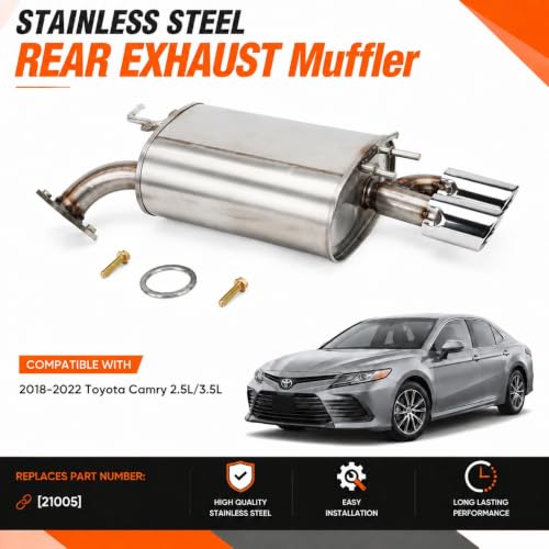 21005 Left Rear Exhaust Muffler for 2018-2022 Toyota Camry 2.5L/3.5L E416H - size: Camry 2.5L/3.5L XSE Left