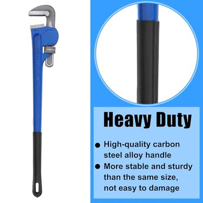 Gisafai 36" Straight Heavy Duty Pipe Wrench Set Plumber Adjustable Water Alloy Steel Grip Plumber's Wrench Plumbing Tools, Blue - size: 36"