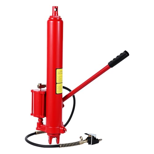 8 Ton Hydraulic Engine Hoist Cylinder with Clevis Base & Air Pump, Heavy Duty Long Ram Jack for Engine Hoists, Shop Cranes, Garage Lifts