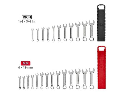 TEKTON Stubby Combination Wrench Set, 25-Piece | WCB92403 - size: 25-pc. (1/4 - 3/4 in., 6 - 19 mm), style: Holder