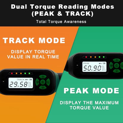 AEROFORCE Digital Torque Wrench - 3/8 Inch Drive Electric Torque Wrench (3-60Nm), Features Dual-Direction Ratchet, ±2% Accuracy, Buzzer & LED Alerts, 4-Measurement Unit (Nm/lb.ft/in.lb/kgf.cm) - style: 3/8’’ 2.21-44.25 lb.ft