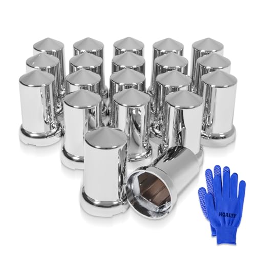20PCS 33mm Lug Nut Covers Bullet Flanged ABS Chrome Plastic Push-on Nut Cover Caps for Semi Trucks - color: 20 PCS