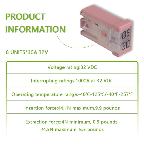 30A 32V Mini Slotted Automotive MCASE Shaped Cartridge Fuse Kit(Pack of 6pcs,30A) - style: 30A