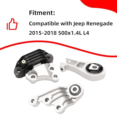 Engine Motor Mount Set, for Jeep Renegade 2015-2018 500x 1.4L - style: for Renegade 2015-2018