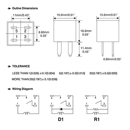 Nilight 5PCS 12V 4Pin SPNO Purpose Micro Relay 20A Sealed for Polaris RZR - color: 4Pin Relay