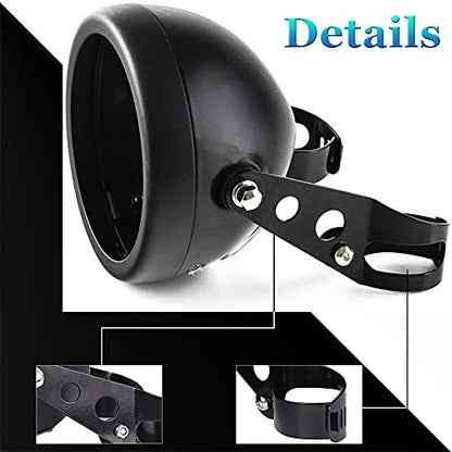 5 3/4" 5.75 Inch Motorcycle Headlight Housing Bucket - Universal Headlight Assembly Replacement for Motorcycle Headlight Mounting, Durable Headlight Bracket Housing