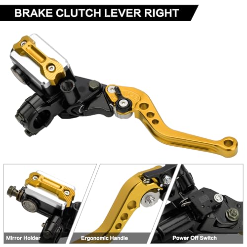 Motorcycle 7/8" 22mm Handlebar Brake Master Cylinder Clutch Lever - color: Gold