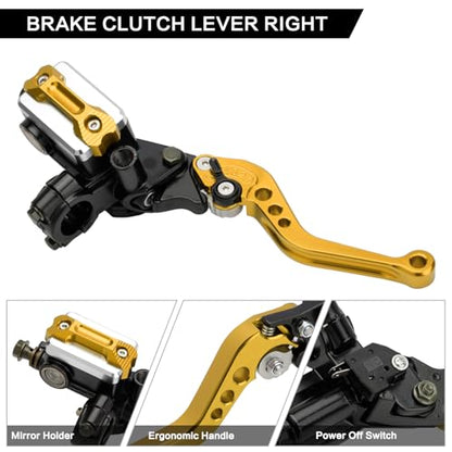 Motorcycle 7/8" 22mm Handlebar Brake Master Cylinder Clutch Lever - color: Gold