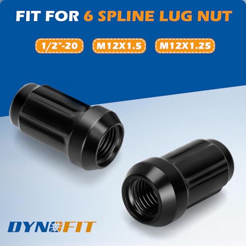 DYNOFIT 6 Point Spline Lug Nuts Key for Wrench with 1/2" Imperial Square Socket Drive,Tuner Socket Key Tool Compatible with 12x1.5 12x1.25 1/2"-20 Thread 6 Spline Lug Nuts,CR-V(Black,1 Pack) - color: Black, size: 6 Spline with 1/2" Socket Drive