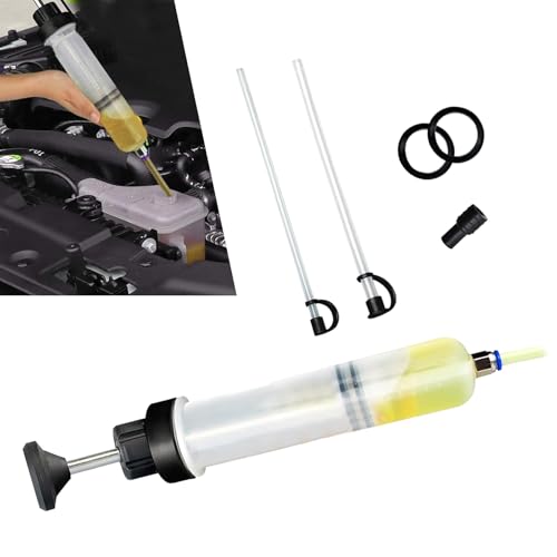 200cc Fluid Extractor Pump, Anti-breakage Plastic Manual Vehicle Filler, Sealed Anti-Splash Tubing-type Oil Suction Pump, Automotive Oil Syringe (White)