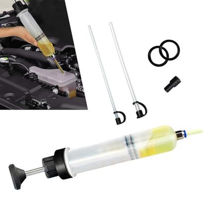 200cc Fluid Extractor Pump, Anti-breakage Plastic Manual Vehicle Filler, Sealed Anti-Splash Tubing-type Oil Suction Pump, Automotive Oil Syringe (White)