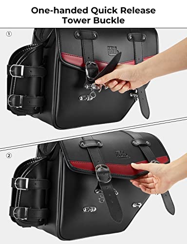 KEMIMOTO Quick Release Buckle Motorcycle Saddle Bags with Cup Holder