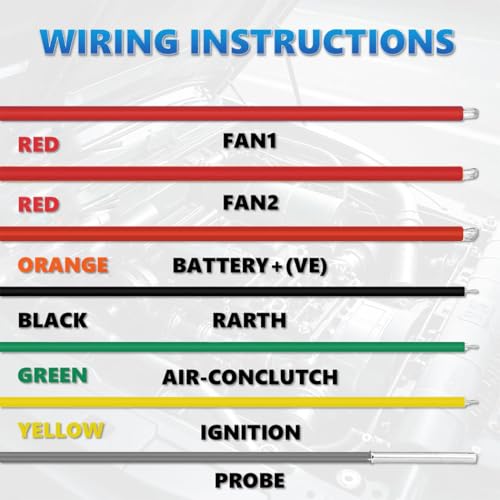 12V/24V Digital Electric Radiator Fan Controller Switch Kit with Adjustable Temperature Range (104-230°F), LED Real-Time Display, Thermatic Dual Fan Relay Kit for Automotive Systems (Part #0444)