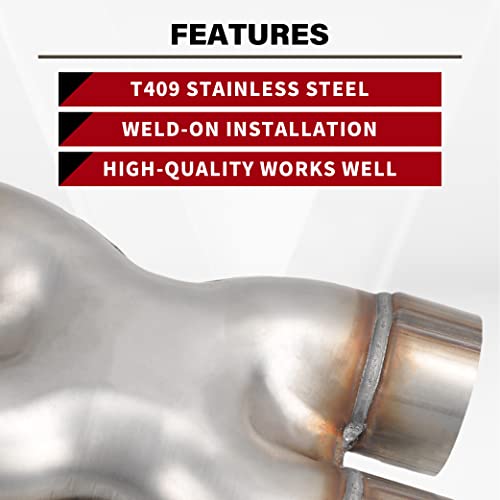 T409 Stainless Steel X Pipe 3'' Inch ID Dual to 3'' Inch ID Dual Stamped Exhaust Adapter Connector, Crossover X-Pipe,Overall Length: Approx. 12", Universal - size: 3" Dual to 3" Dual