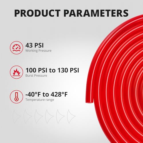 EVIL ENERGY 1/4 Silicone Vacuum Tubing Hose Line 10FT 130PSI Max Pressure Red (6mm ID) - color: Red, size: 1/4 10FT