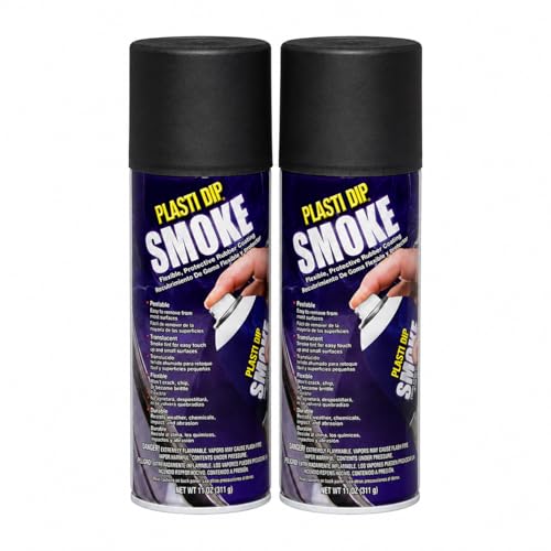 Plasti Dip Smoke 11 oz Spray 2 Pack, Translucent Black-Gray Rubber Coating, Peelable Flexible Protective Finish for Light Tinting, Glass Blackout, Wheels, Trim & DIY Projects
