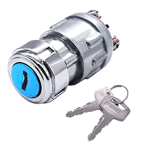 mankk 3 Wires Ignition Switch with Key 12V Universal Engine Starter Key Switch Off/On/(Start) 3 Position with 2 Keys for Car Motorcycle Tractor UTV ATV Modified Car