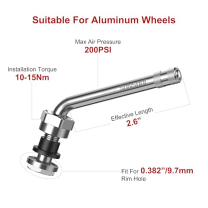 SUNSOUL TR555D 10Pcs Truck Valve Stems, 60 Degree Bend for 0.382" Rim Hole - color: TR555D-10pcs