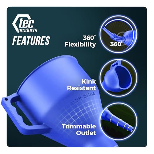 TEC Products FlexAll Long Flexible Oil Change Funnel, Blue, 12 x 4 Inches - color: Blue, size: Small