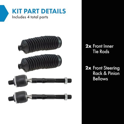 TRQ Front Steering Kit Steering Rack & Pinion Bellow Tie Rod - style: PSA29033