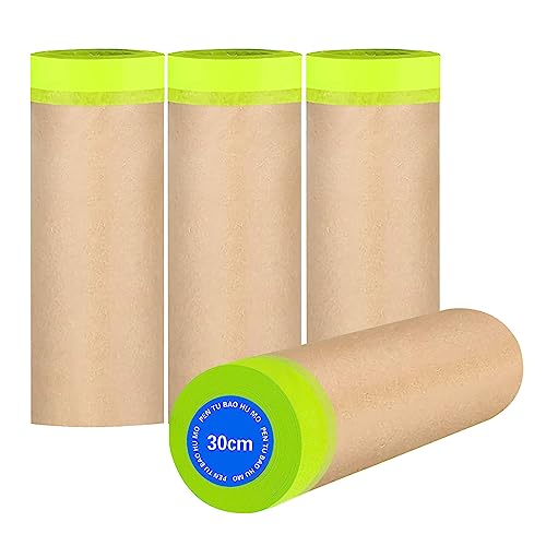 Tape and Drape, 12” x 200 feet Masking Paper for Painting, 4 Pack - size: 12",200ft