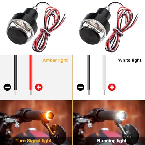 Linkstyle 2PCS Motorcycle Turn Signal Light, 12 LEDs Turn Signal Indicator Lamp, Amber White Front Handlebar End Light for 12V Scooter Sportster Cruiser Motorbike - size: 1.81*0.72 Inch