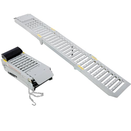 2 Sets Foldable Ferruginous Car Ramp, Portable Easy Fold Lightweight Ramp for Truck SUV Motorcycle ATV Silver Superior Durability Outdoor Use Solution
