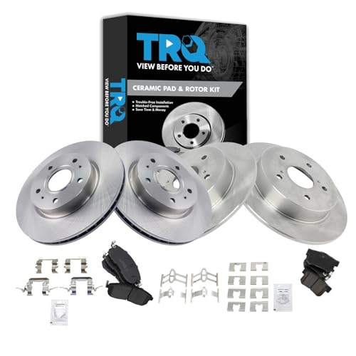 TRQ Front and Rear Brake Pad and Rotor Set Ceramic Vented Solid Rotors - style: BKA19659