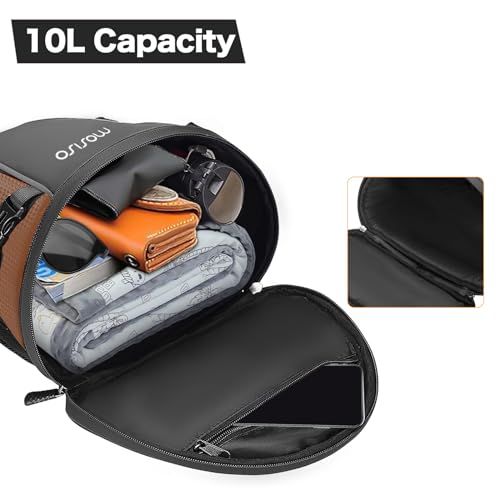 MOSISO Motorcycle Tail Bag Waterproof Polyester Storage Saddle Bag,Brown - color: Brown