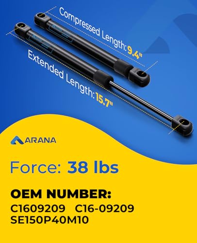 ARANA C16-09209 16 inch 38lb Truck Cap Gas Struts, 2Pcs - size: 16IN 38LB