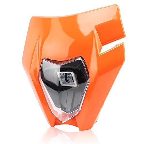 Motorcycle Headlights for Dirt Bike,Dirtbike LED Head Lamp Light Kit Universal for Most Dirt Pit Enduro Bike Motorcycle Headlamp Frontlight for ATV SX-F EXC EXC-F - color: LED001 Orange