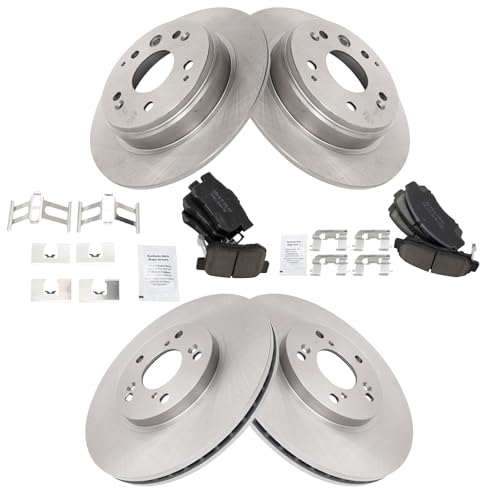 TRQ Front and Rear Brake Pad and Rotor Set Ceramic Vented Solid Rotors - style: BKA11749