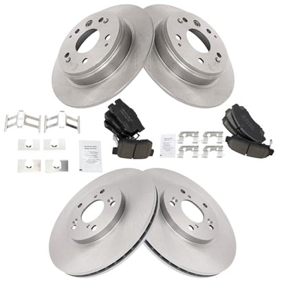 TRQ Front and Rear Brake Pad and Rotor Set Ceramic Vented Solid Rotors - style: BKA11749