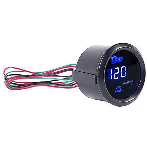 ESUPPORT Car 2" 52mm Digital Oil Press Pressure Gauge Meter Kit Blue LED - color: Oil Press Gauge