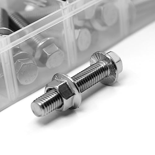 56PCS M8 Stainless Steel 304 Flanged Hex Head Bolts and Nuts kit 20mm 30mm 40mm 50mm - color: 56PCS M8 Bolts and Nuts Kit